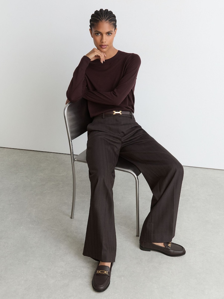 Reiss Chocolate Rita Leather Hardware-Detail Loafers - Image 1 of 7 Reiss Chocolate Rita Leather Hardware-Detail Loafers - Image 1 of 7