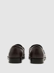 Reiss Chocolate Rita Leather Hardware-Detail Loafers - Image 6 of 7