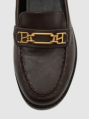Reiss Chocolate Rita Leather Hardware-Detail Loafers - Image 7 of 7