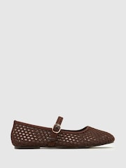 Schuh Brown Loveable Woven Ballerina Shoes - Image 1 of 4