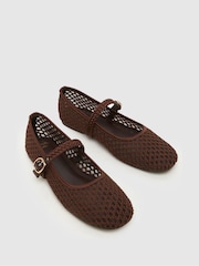 Schuh Brown Loveable Woven Ballerina Shoes - Image 3 of 4
