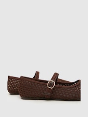 Schuh Brown Loveable Woven Ballerina Shoes - Image 4 of 4