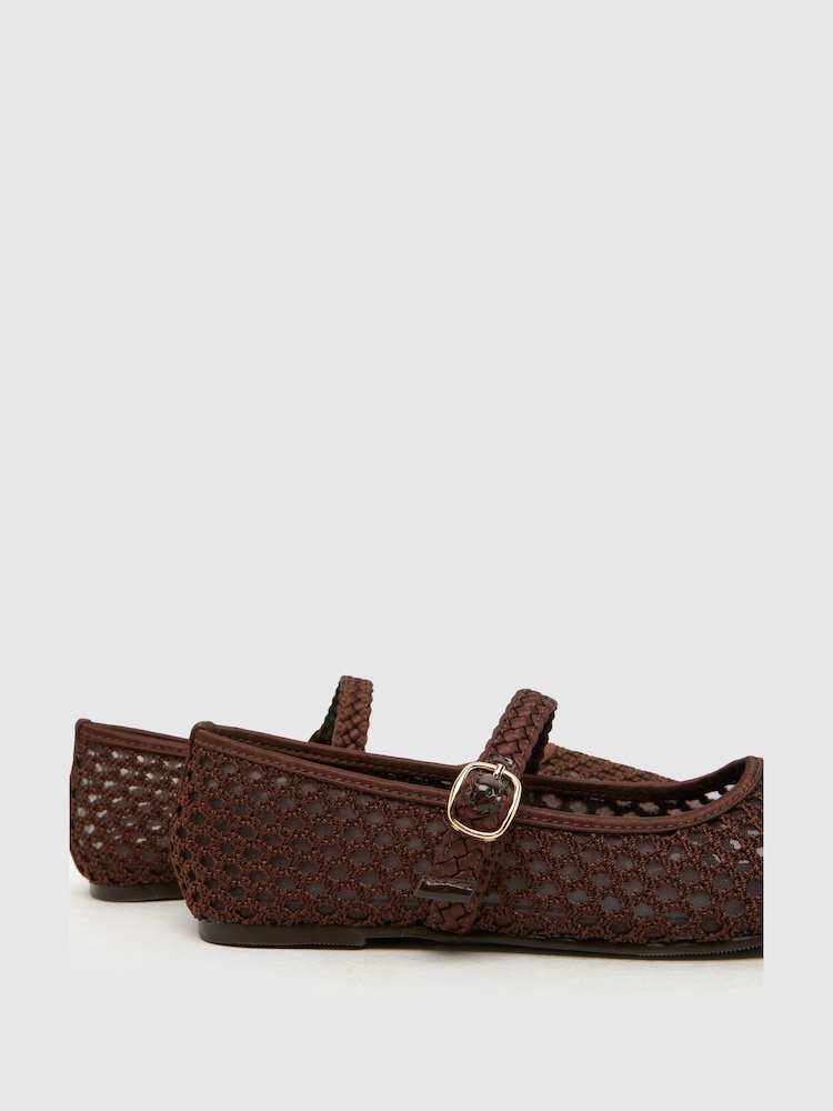 Schuh Brown Loveable Woven Ballerina Shoes - Image 4 of 4 Schuh Brown Loveable Woven Ballerina Shoes - Image 4 of 4