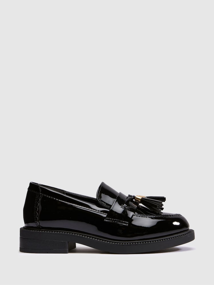 Schuh Black Lucy Tassel Loafers - Image 1 of 4 Schuh Black Lucy Tassel Loafers - Image 1 of 4