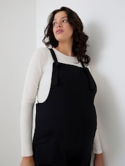 JoJo Maman Bébé Black Maternity Jersey Side Pocket Dungaree - Image 1 of 4