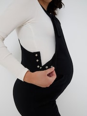 JoJo Maman Bébé Black Maternity Jersey Side Pocket Dungaree - Image 3 of 4