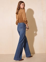 Friends Like These қалталы алдыңғы тапсырыс бойынша жасалған кең аяқты джинсы шалбар - 6суретінің 4 суреті