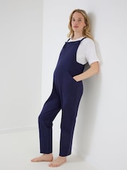 JoJo Maman Bébé Navy Blue Jersey Maternity Dungarees - Image 1 of 6