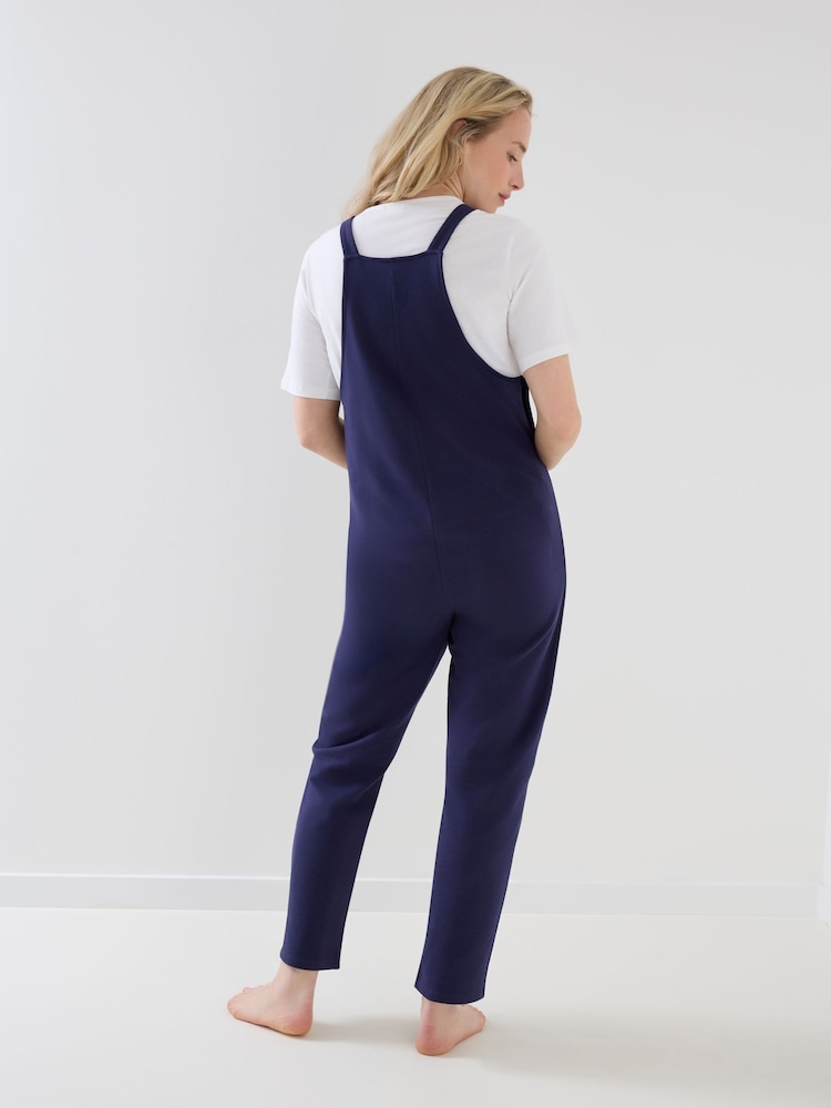 JoJo Maman Bébé Navy Blue Jersey Maternity Dungarees - Image 2 of 6 JoJo Maman Bébé Navy Blue Jersey Maternity Dungarees - Image 2 of 6