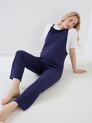 JoJo Maman Bébé Navy Blue Jersey Maternity Dungarees - Image 3 of 6