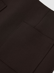 Reiss Chocolate Brown Darcie Patch-Pocket Mini Skirt with Wool - Image 6 of 6