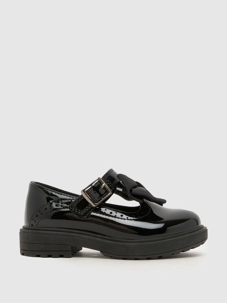Schuh Black Loz Patent Bow T Bar Shoes - Image 1 of 4