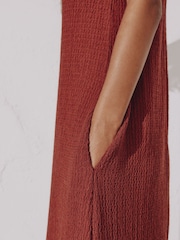 Rust Textured Jersey V-Neck Dress - Image 5 of 5