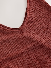 Rust Textured Jersey V-Neck Dress - Image 7 of 7