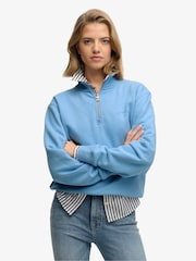 Superdry Blue Essential Logo Embroidered Half Zip Jumper - Image 1 of 6