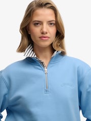 Superdry Blue Essential Logo Embroidered Half Zip Jumper - Image 4 of 6
