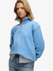 Superdry Blue Essential Logo Embroidered Half Zip Jumper - Image 5 of 6