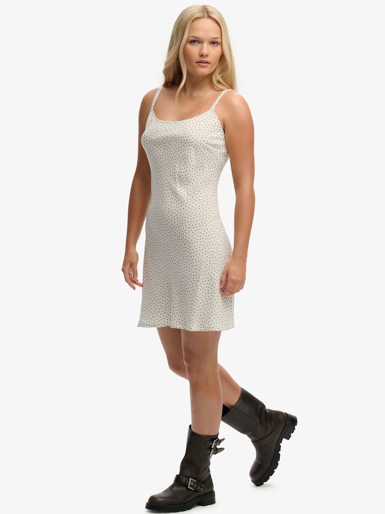 Superdry White Printed Cami Mini Dress - Image 2 of 7