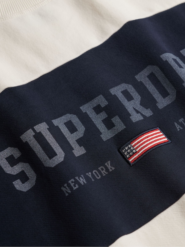 Superdry White Athletic Essentials Flag Embroidered Sweatshirt - Image 6 of 6