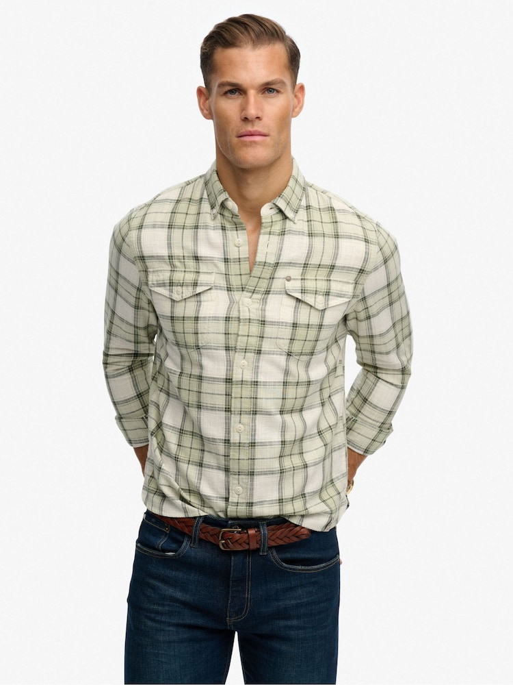 Superdry Green The Merchant Store - Lite Check Shirt - Image 1 of 6 Superdry Green The Merchant Store - Lite Check Shirt - Image 1 of 6