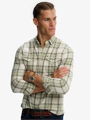 Superdry Green The Merchant Store - Lite Check Shirt - Image 5 of 6