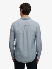 Superdry Blue Riviera Long Sleeve Linen Shirt - Image 3 of 6