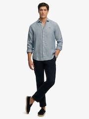 Superdry Blue Riviera Long Sleeve Linen Shirt - Image 4 of 6