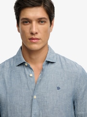 Superdry Blue Riviera Long Sleeve Linen Shirt - Image 5 of 6