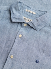 Superdry Blue Riviera Long Sleeve Linen Shirt - Image 6 of 6