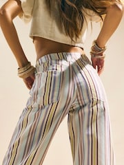 River Island Purple Mid Rise Stripe Barrel Leg Jeans - Image 4 of 4