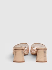 River Island Gold Embellished Mesh Mule Heeled Sandals - Image 4 of 6