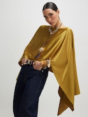 River Island Gold Satin Waterfall Cape - Image 1 of 4