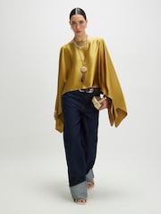 River Island Gold Satin Waterfall Cape - Image 2 of 4