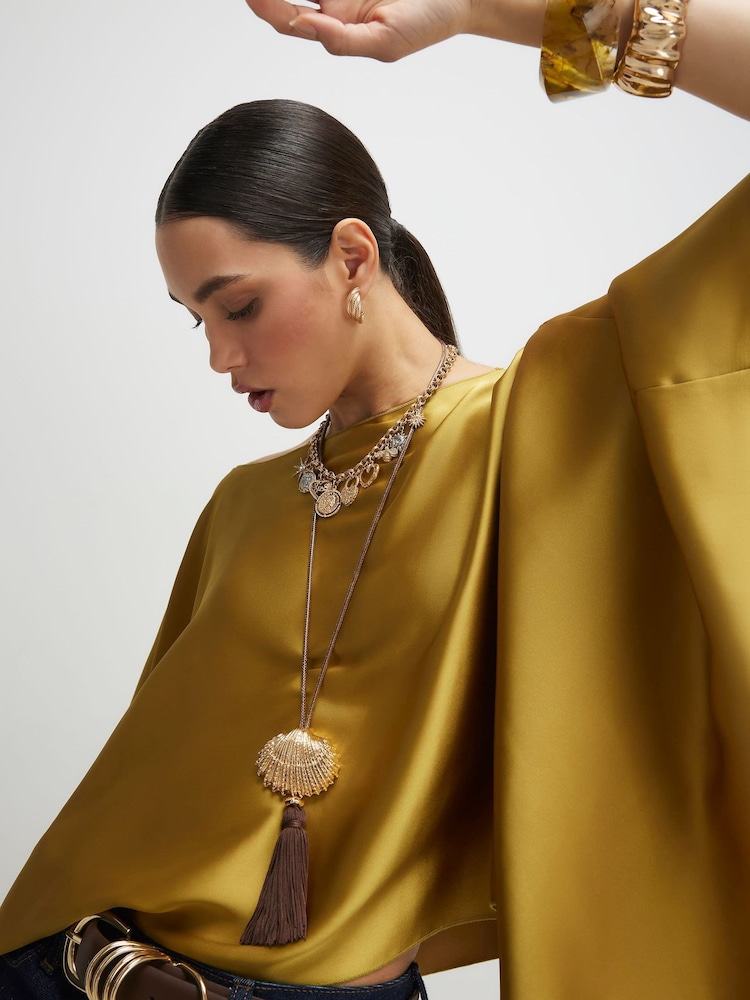 River Island Gold Satin Waterfall Cape - Image 4 of 4