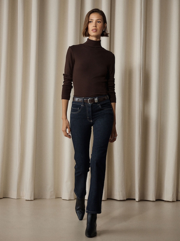 Chocolate Brown Roll Neck Long Sleeve Top - Image 2 of 5 Chocolate Brown Roll Neck Long Sleeve Top - Image 2 of 5