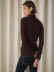 Chocolate Brown Roll Neck Long Sleeve Top - Image 4 of 5
