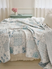 Shabby Chic by Rachel Ashwell® Blue Floral Print Ruffled Patchwork Bedspread - Image 2 of 4