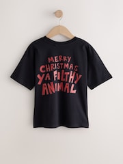 Black Home Alone Short Sleeve Christmas T-Shirt (3-16yrs) - Image 2 of 4