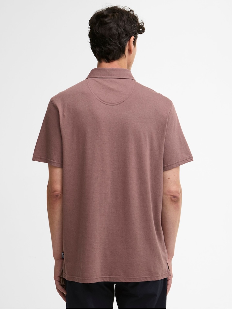 Barbour® Pink Steventon Linen Blend Tailored Fit Polo Shirt - Image 2 of 6