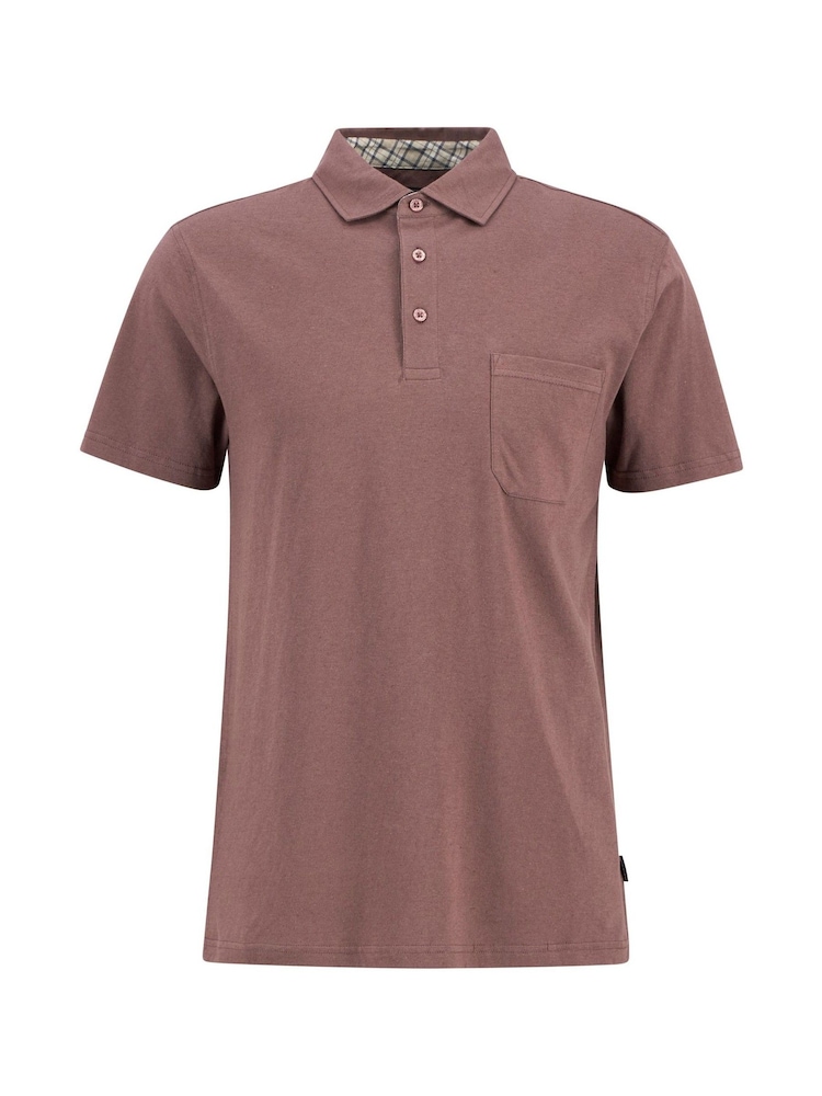 Barbour® Pink Steventon Linen Blend Tailored Fit Polo Shirt - Image 6 of 6