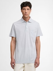 Barbour Blue Steventon Linen Blend Tailored Fit Polo Shirt - Image 1 of 6