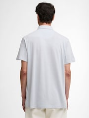 Barbour Blue Steventon Linen Blend Tailored Fit Polo Shirt - Image 2 of 6