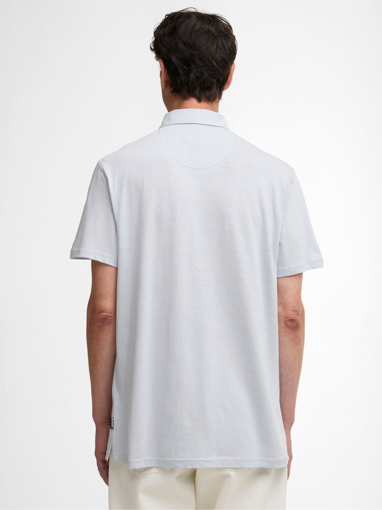 Barbour Blue Steventon Linen Blend Tailored Fit Polo Shirt - Image 2 of 6