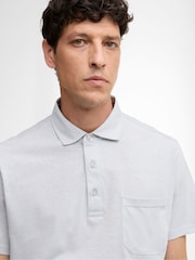 Barbour Blue Steventon Linen Blend Tailored Fit Polo Shirt - Image 4 of 6