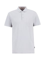 Barbour Blue Steventon Linen Blend Tailored Fit Polo Shirt - Image 6 of 6
