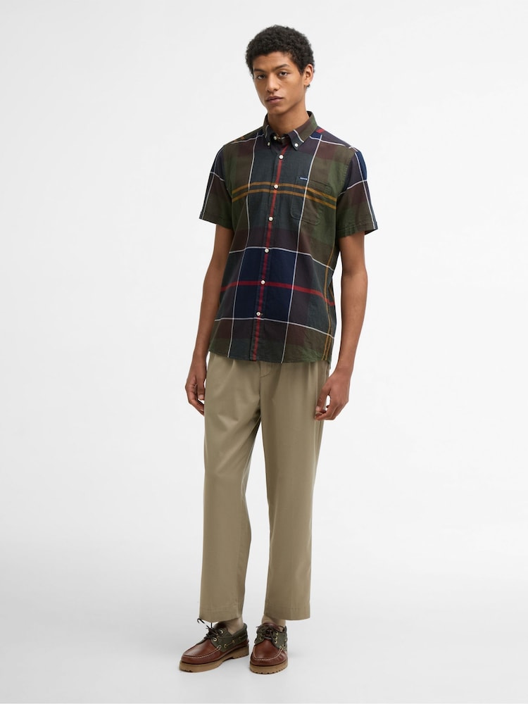 Barbour® Brown Douglas Short Sleeve Tailored Shirt - Image 2 of 5 Barbour® Brown Douglas Short Sleeve Tailored Shirt - Image 2 of 5