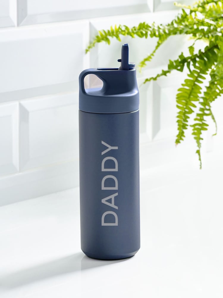 Personalised NAVY  Straw Water Bottle by Loveabode - Image 2 of 4