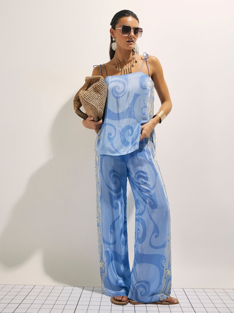 River Island Blue La Mer Palm Print Cami Top - Image 2 of 4