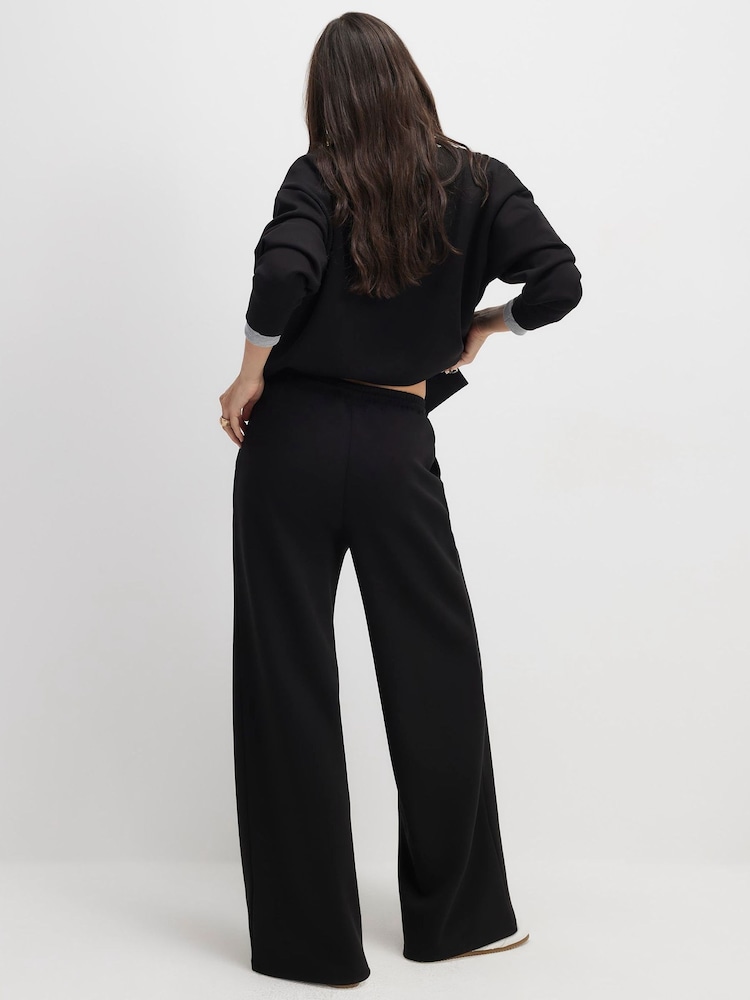 River Island Black Premium Swash Wide Leg Joggers - Image 2 of 4