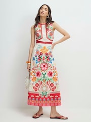 River Island Cream Floral Print Cut Out Maxi Dress - Image 1 of 4